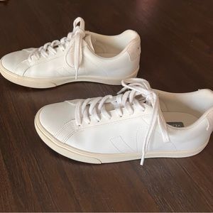 Veja Esplar Leather Logo Sneakers - Solid White - US 8 / EU 39